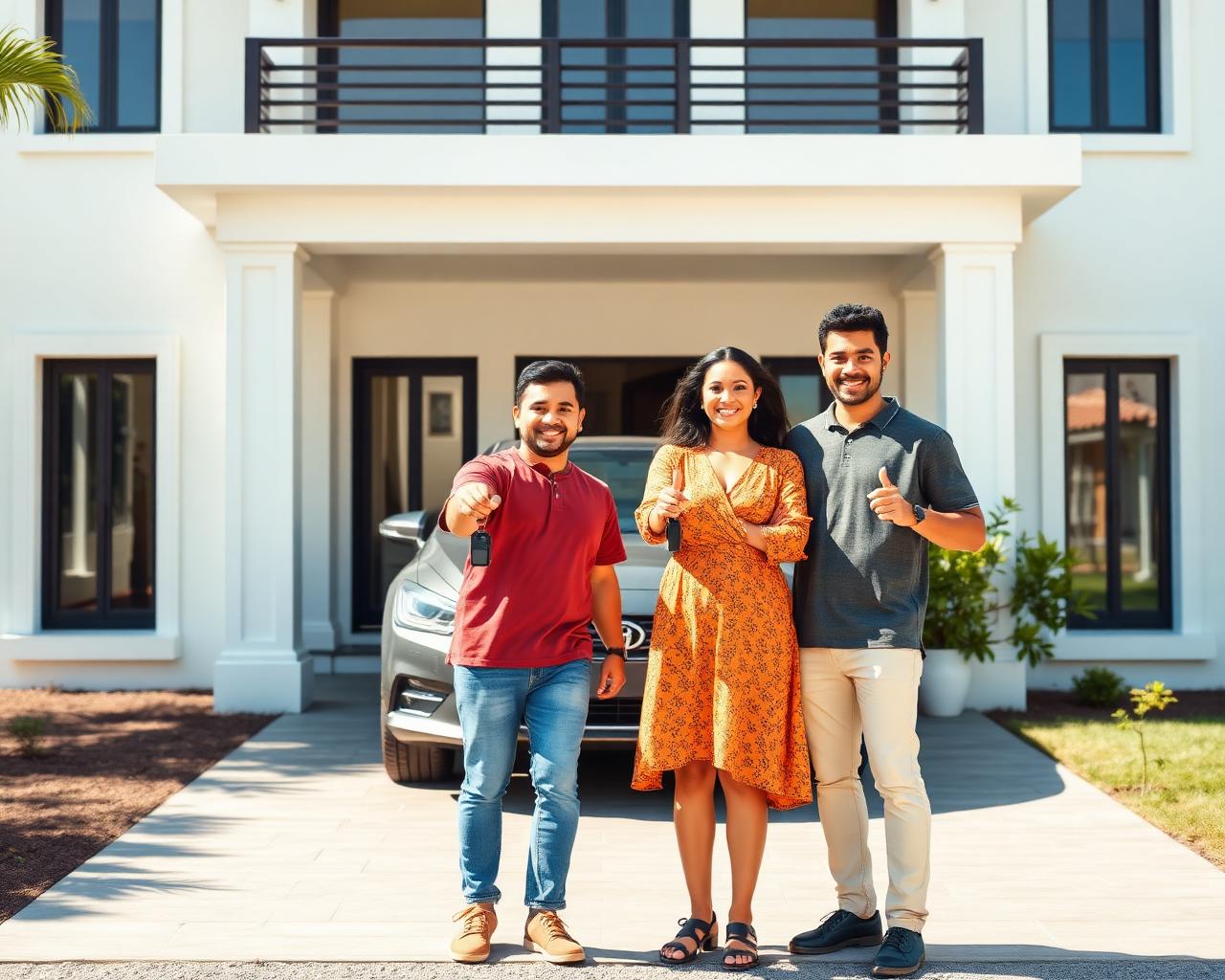Família comemorando a conquista de um novo bem com o atendimento da Consórcio Digital